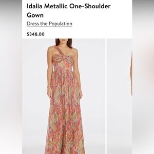 Dress the Population - Idalia Metallic One-Shoulder Gown (Size S)